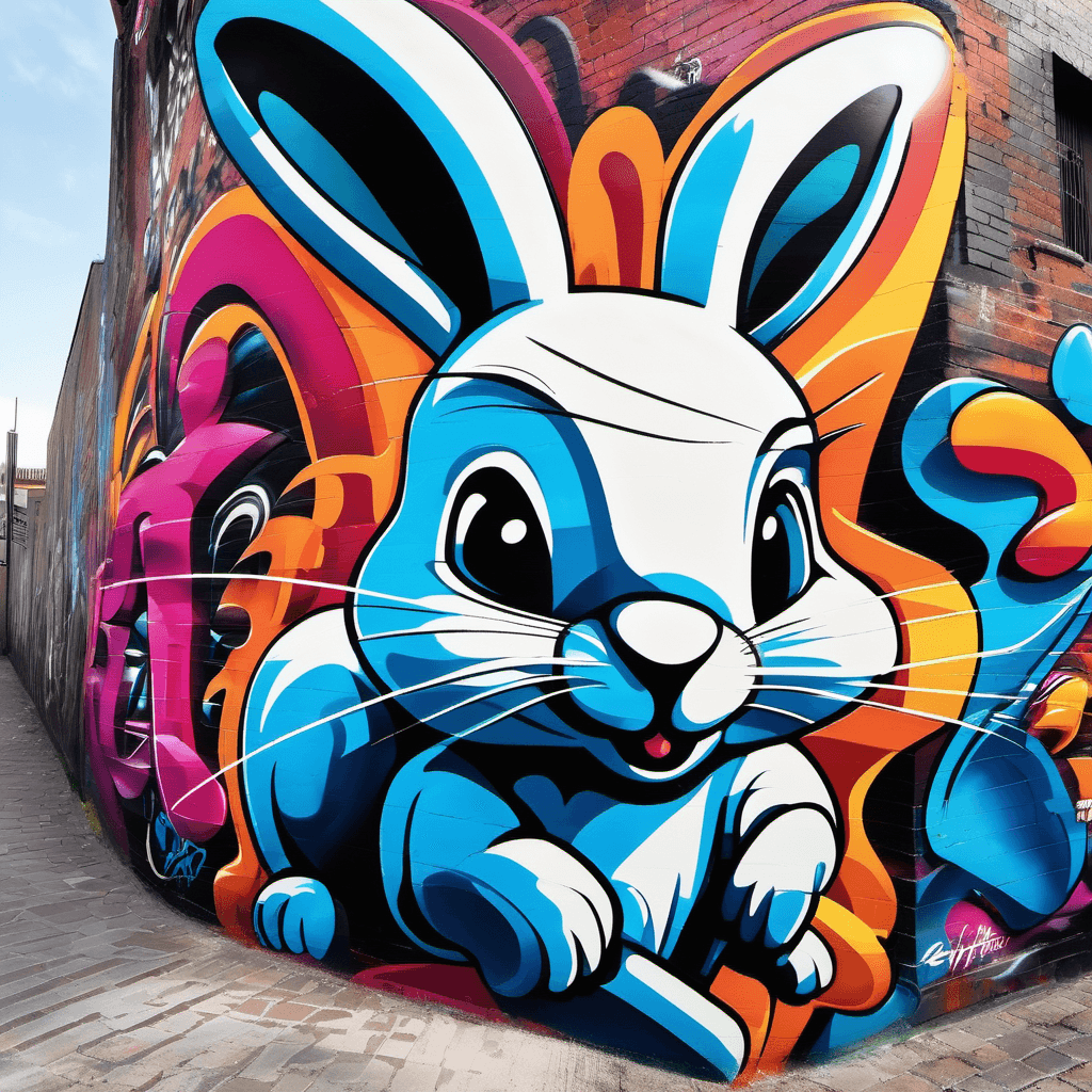 Splendid Conjury in rabbit  3d graffiti art style
