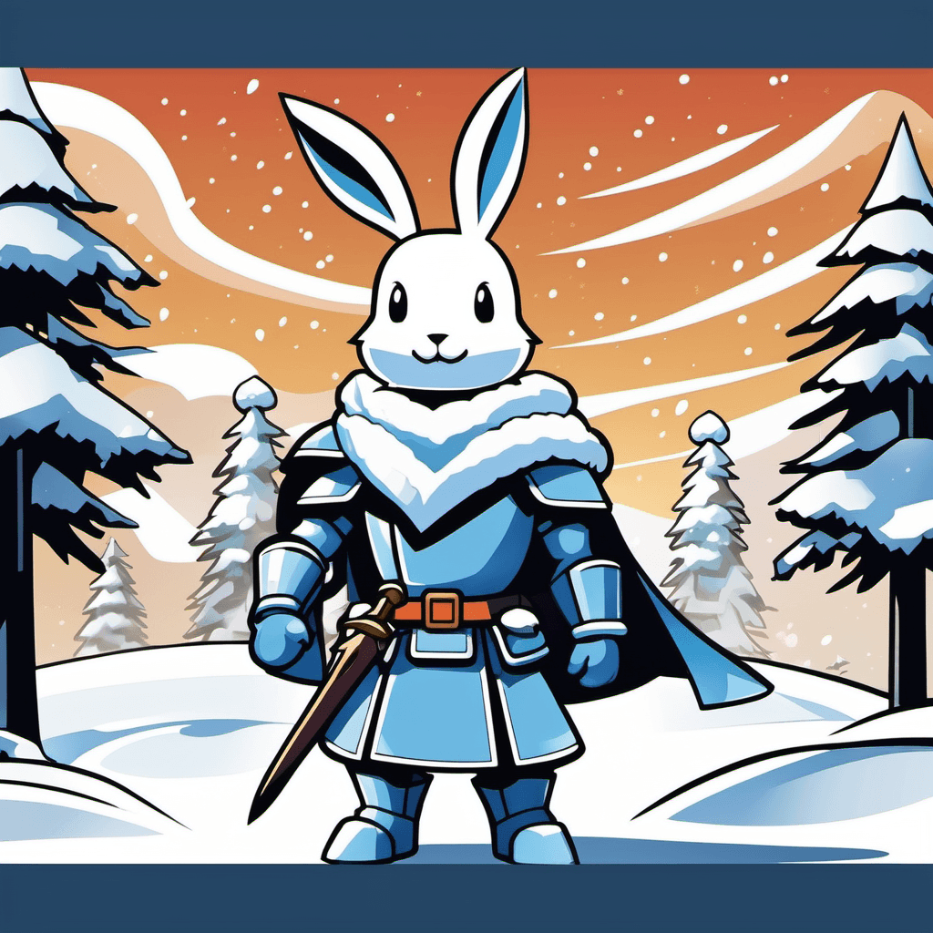 Snow Knight in rabbit ken sugimori art style
